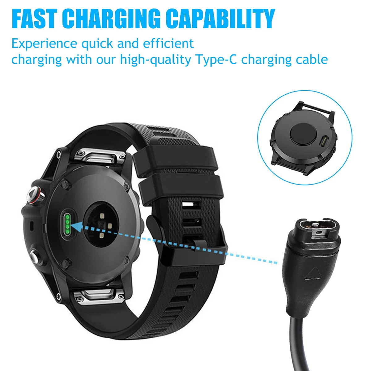 USB Type-C Charging Cable for Garmin Fenix 5X 6S 7 8 – Fast