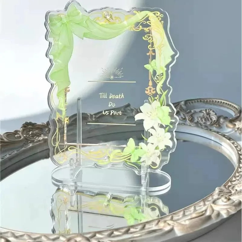 Wedding Bow Floral Acrylic Photo Frame – 3" Polaroid Stand