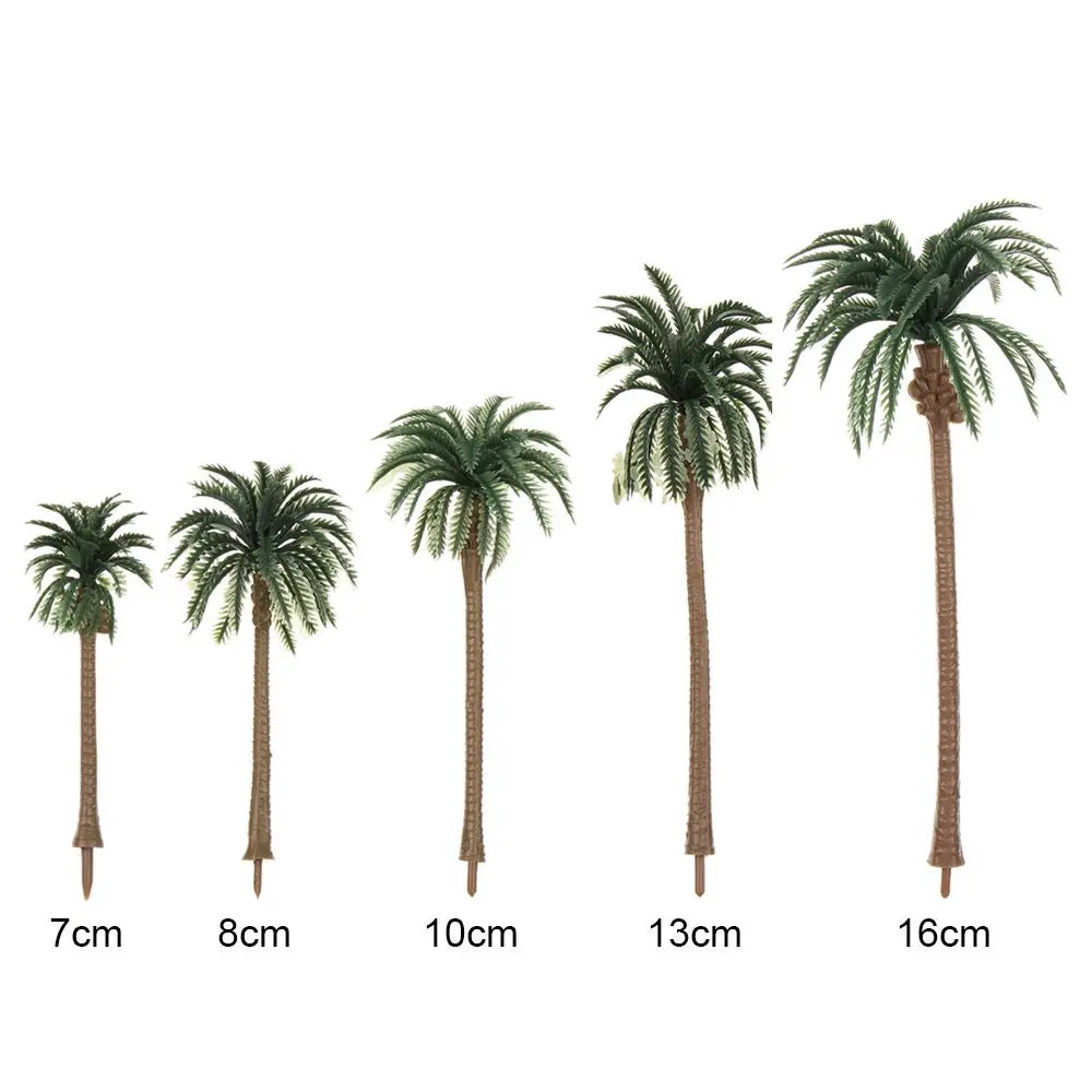 5-Piece Miniature Coconut Palm Tree Set | DIY Micro Landscape
