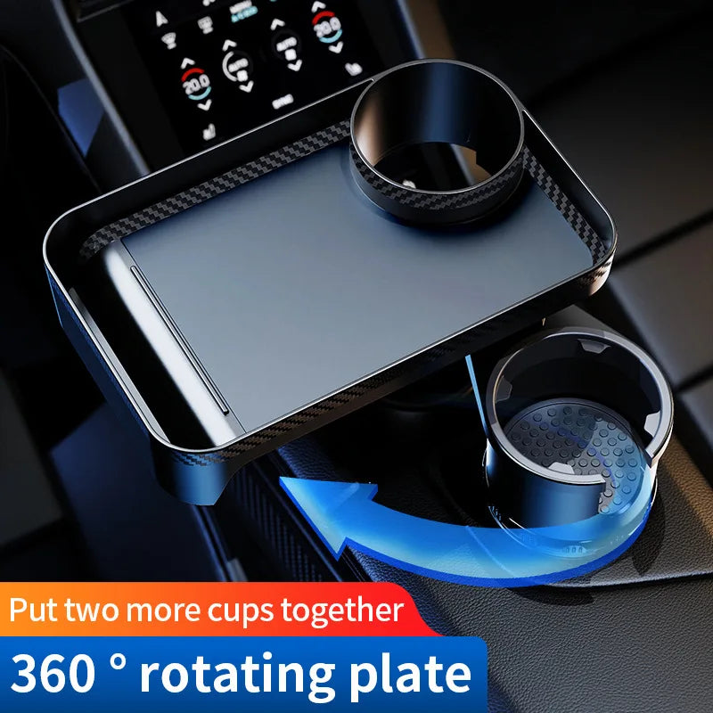 360° Rotating Car Cup Holder Extender & Dining Tray