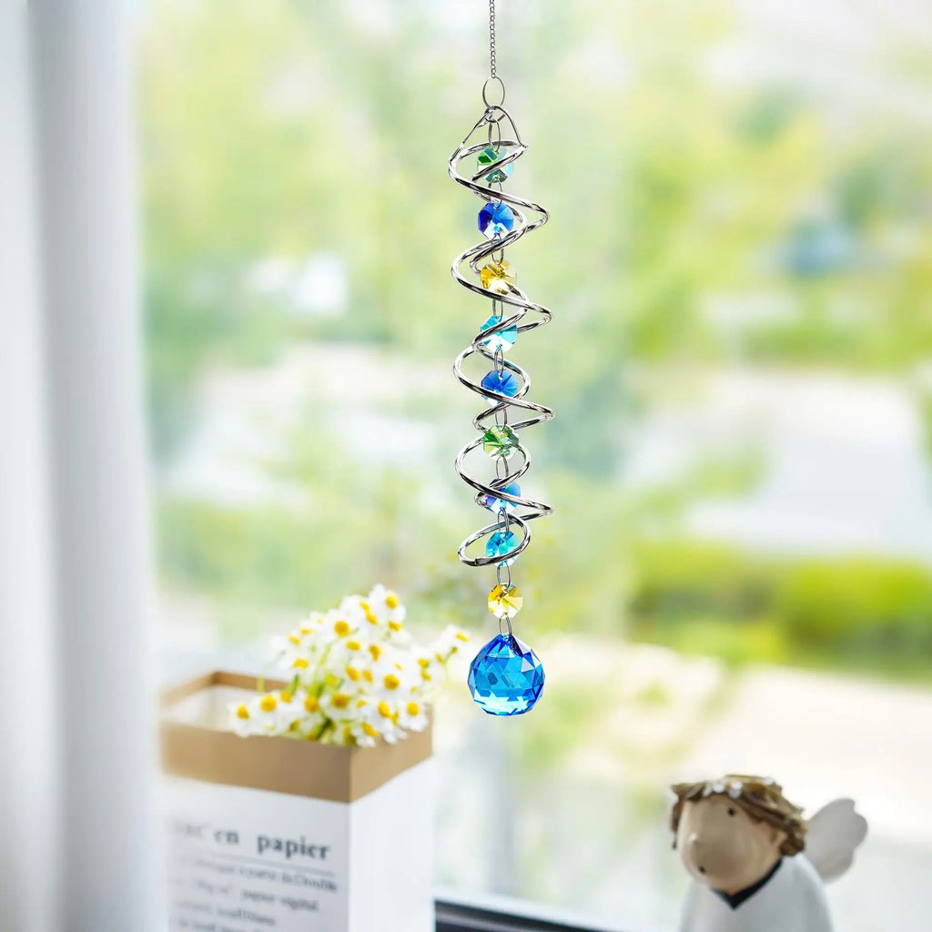 Crystal Sun Catcher Wind Spinner – Blue Prism Rainbow Ornament