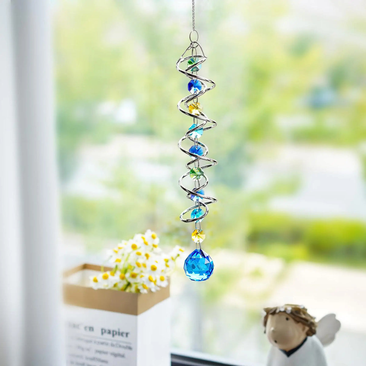Crystal Sun Catcher Wind Spinner – Blue Prism Rainbow Ornament