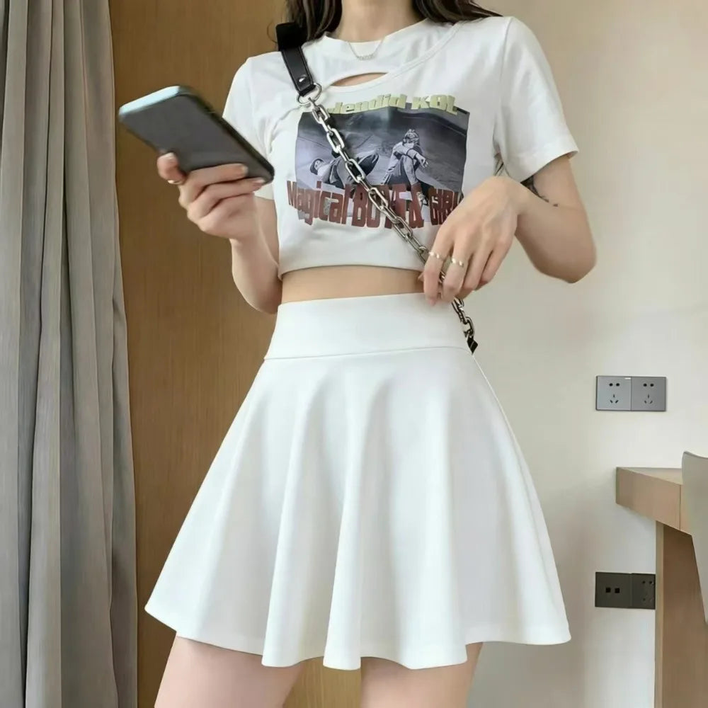Women's Pleated Mini Skirt – Elastic Waist Casual Sun Skirt