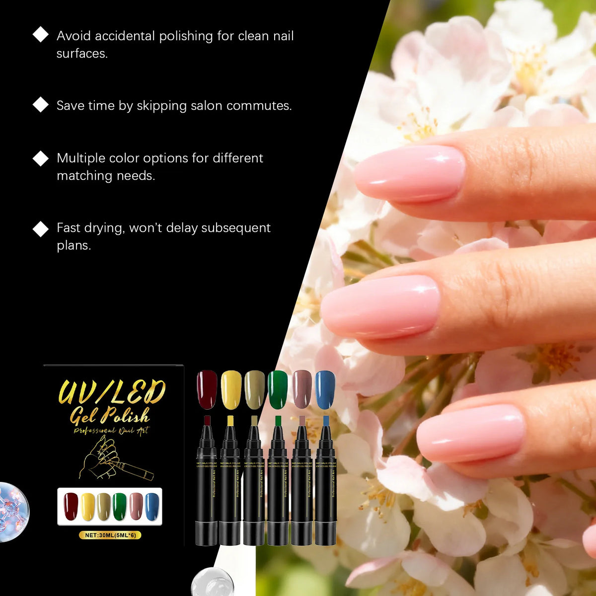 6-Piece Nail Gel Polish Set – DIY Nail Art Manicure Kit 5ml