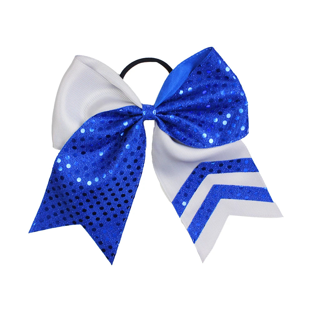 20-Pack 8" Glitter Cheer Bow Ponytail Hairbands | Handmade