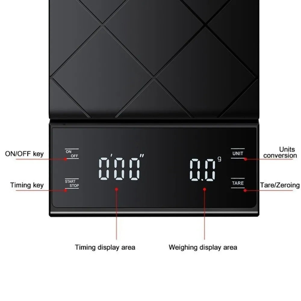 Digital Coffee Scale 3kg/0.1g LCD Display with Timer