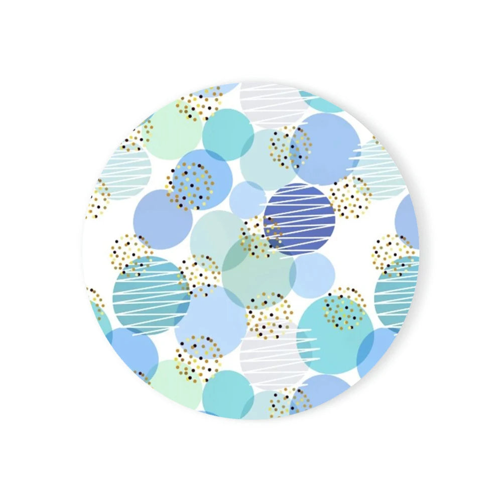 Round Absorbent Ceramic Coaster with Cork Base | Marble Decor
