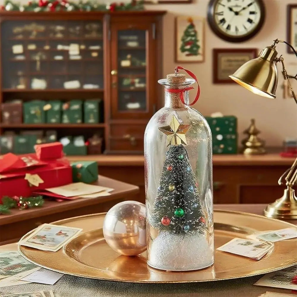 Recordable Christmas Tree Message Bottle – Snowy Scene Ornament