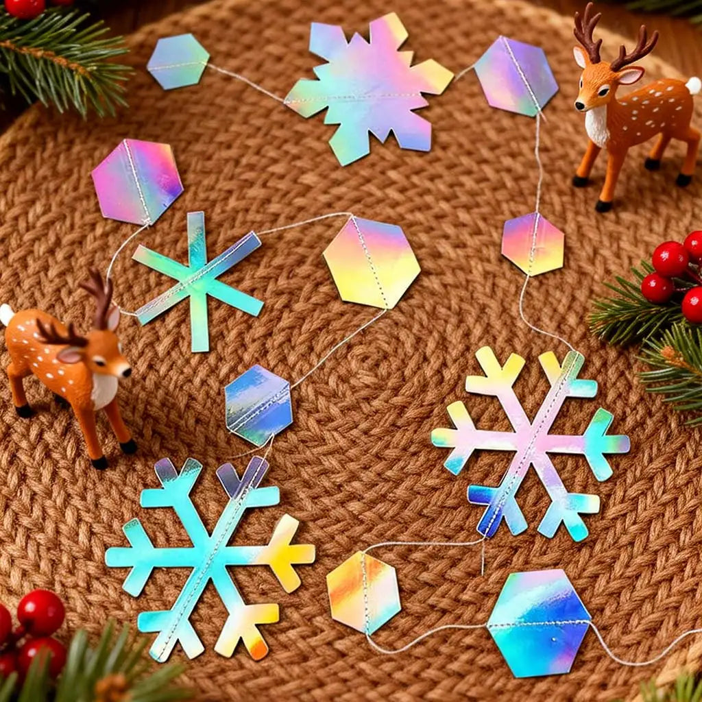 Rainbow Snowflake Christmas Banner 4M | DIY Party Decoration
