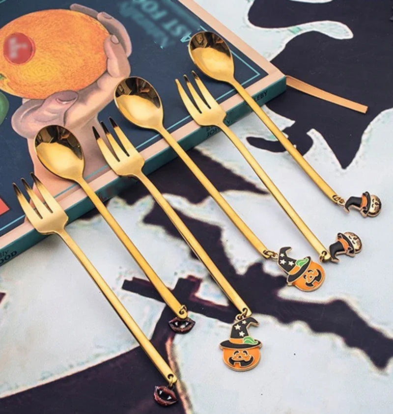 Halloween Stainless Steel Gold Cutlery Set – Spoon & Fork