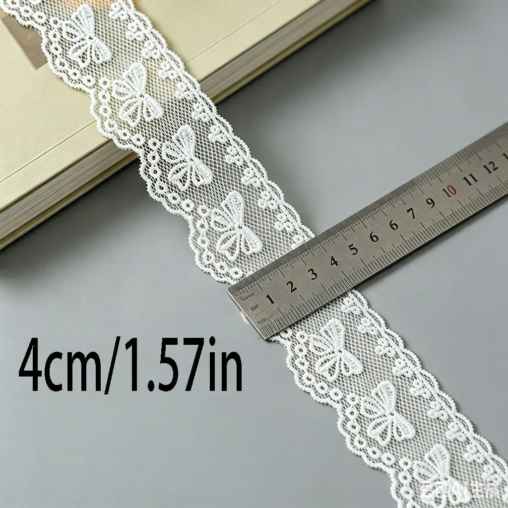 Embroidered Bow Mesh Lace Trim 4cm – 3 Yards/Roll