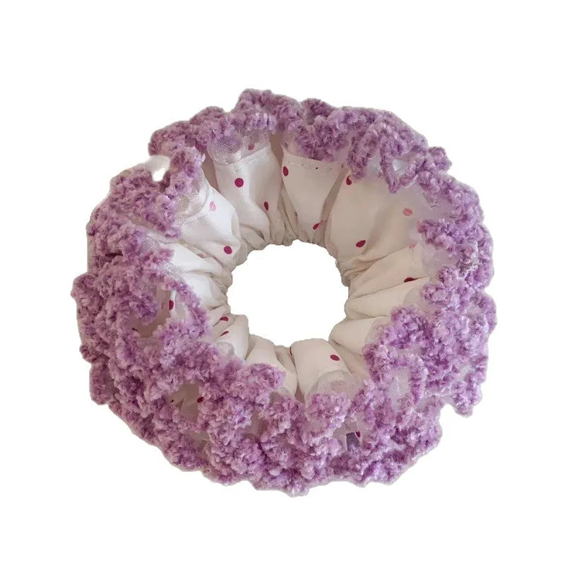 Cream Lace Embroidered Hydrangea Ribbon Hair Bow for Girls
