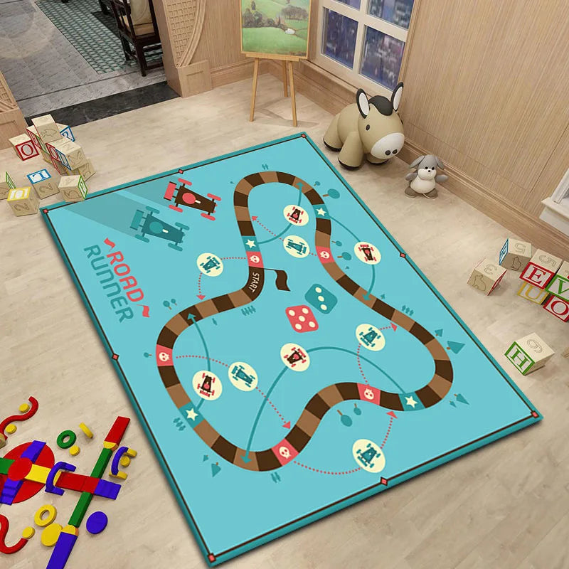 Snakes & Ladders Game Pattern Rug – Kids Play Mat Carpet