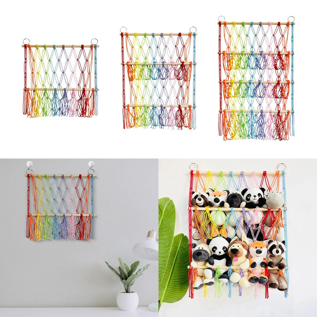 Handwoven Cotton Rope Stuffed Animal Hammock | Toy Organizer