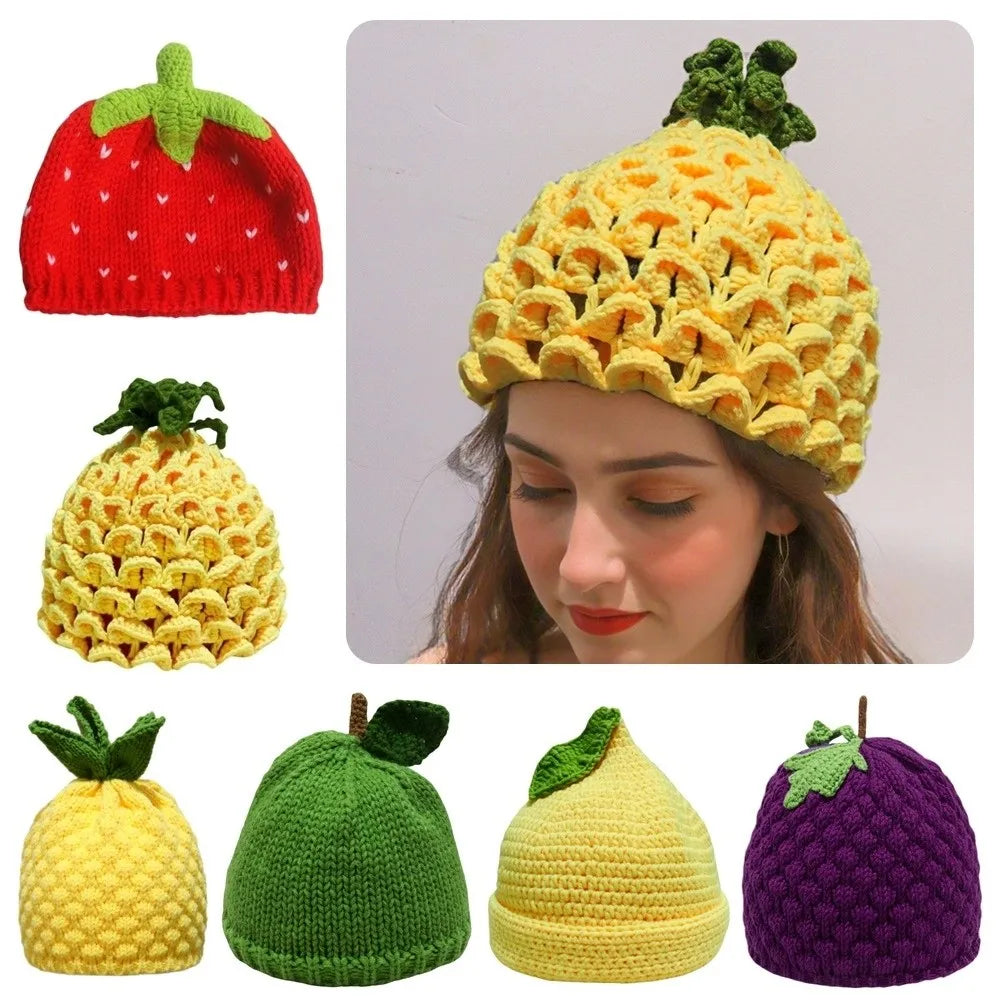 Novelty Pineapple Knit Beanie | Warm Stretchy Winter Hat