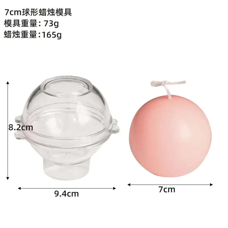 Spherical Candle Mold Kit – 5–10cm Round Ball Acrylic Molds