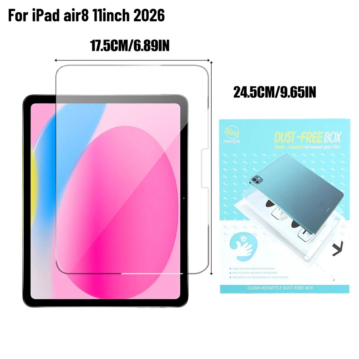 Tempered Glass Screen Protector iPad Pro Air 11 & 13 Inch 2025