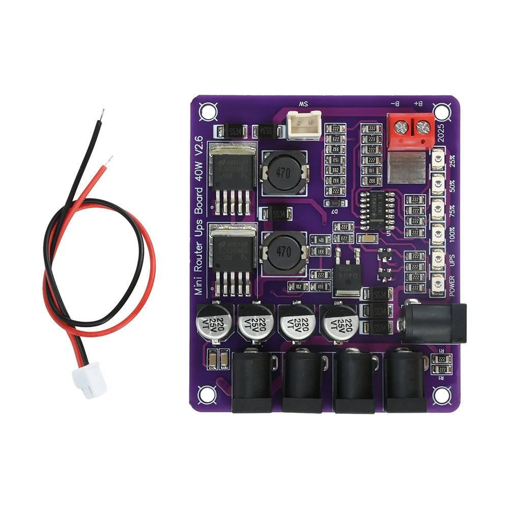 40W UPS Power Module 12.6V | 4-Port Battery Backup Board