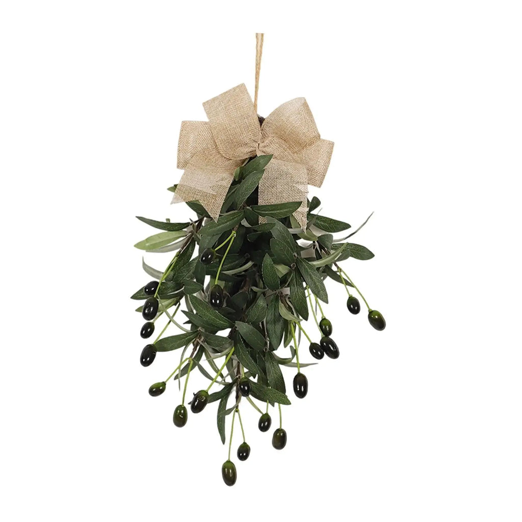Artificial Olive Leaf Teardrop Swag Wreath | Spring Home Decor
