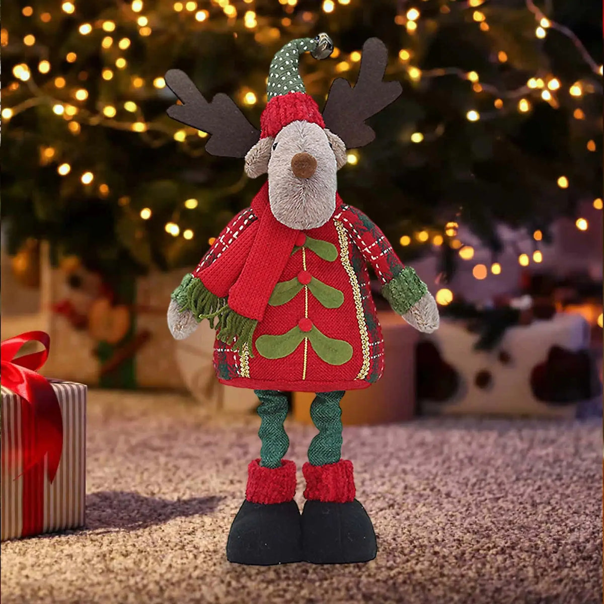 Stretch Legs Santa Claus Plush Figurine | Xmas Decor
