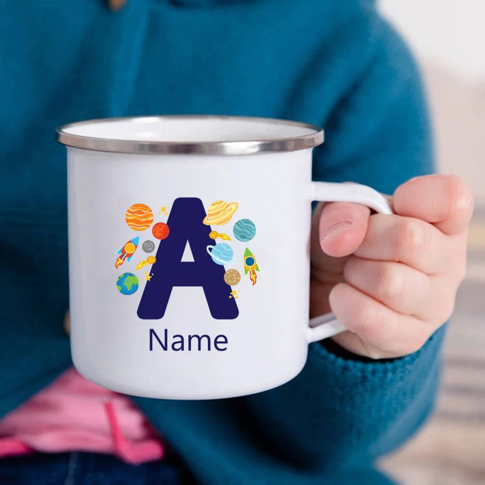 Personalized Kids Space Enamel Mug | Birthday Gift for Boys & Girls