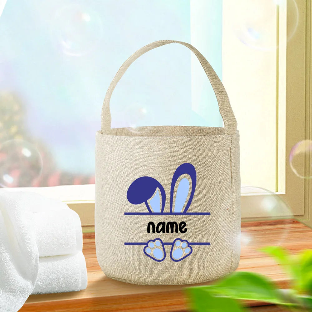Personalized Easter Bunny Linen Tote Bag – Kids Gift Bag
