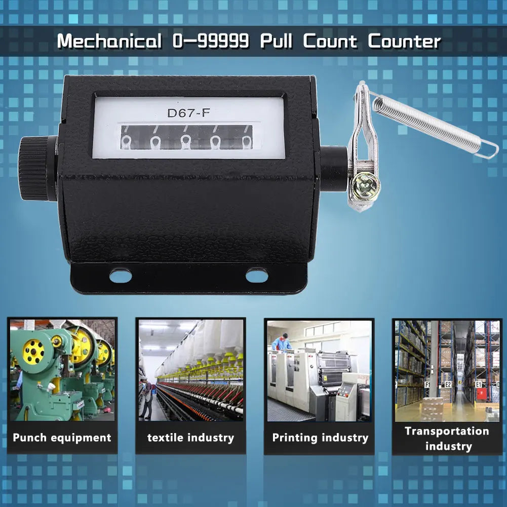 5-Digit Mechanical Pull Counter 0-99999 Resettable | Model D67-F