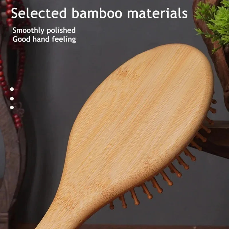Natural Bamboo Scalp Massage Comb – Anti-Static Hair Brush