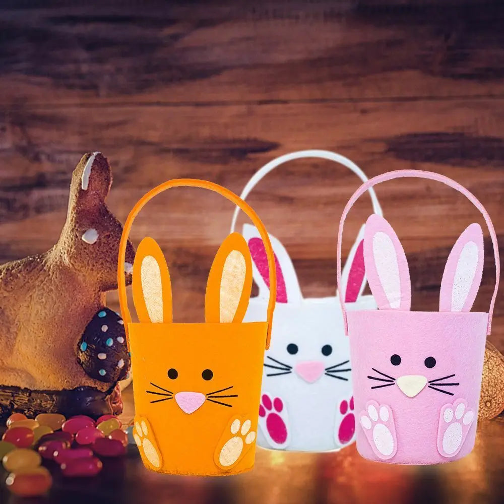 Easter Egg Basket Bunny Non-Woven Candy Bucket Gift Bag Kids