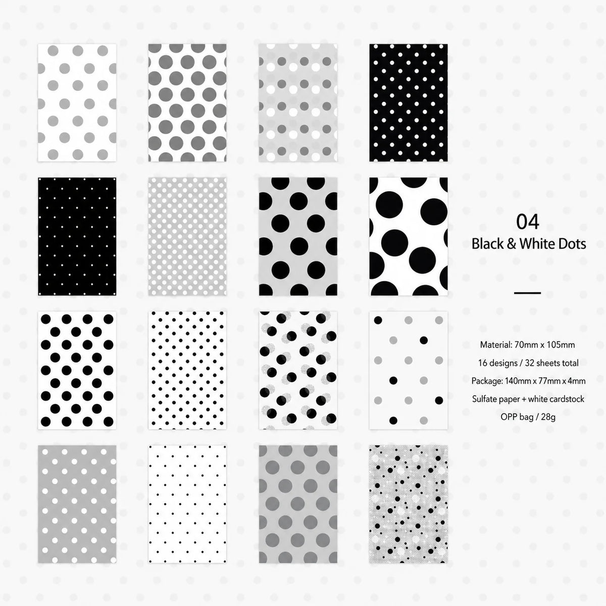 Vintage Polka Dot Scrapbook Paper Set – 32 Sheets Vellum & Kraft