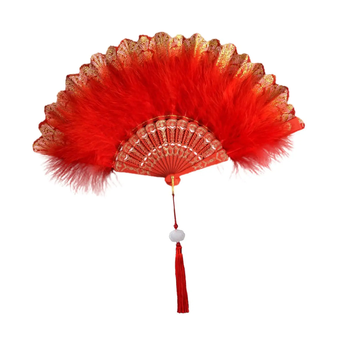 Elegant Folding Feather Fan – Vintage Handheld Fan for Women