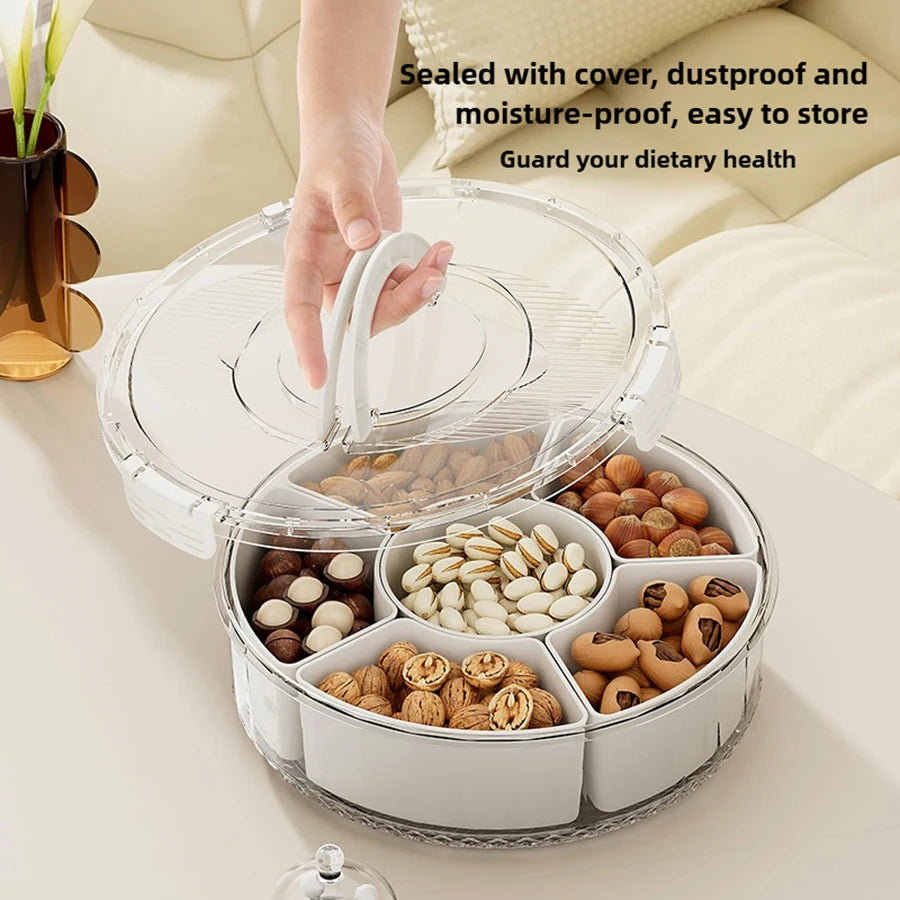 NIFTY Rotating Divided Serving Tray with Lid & Handle