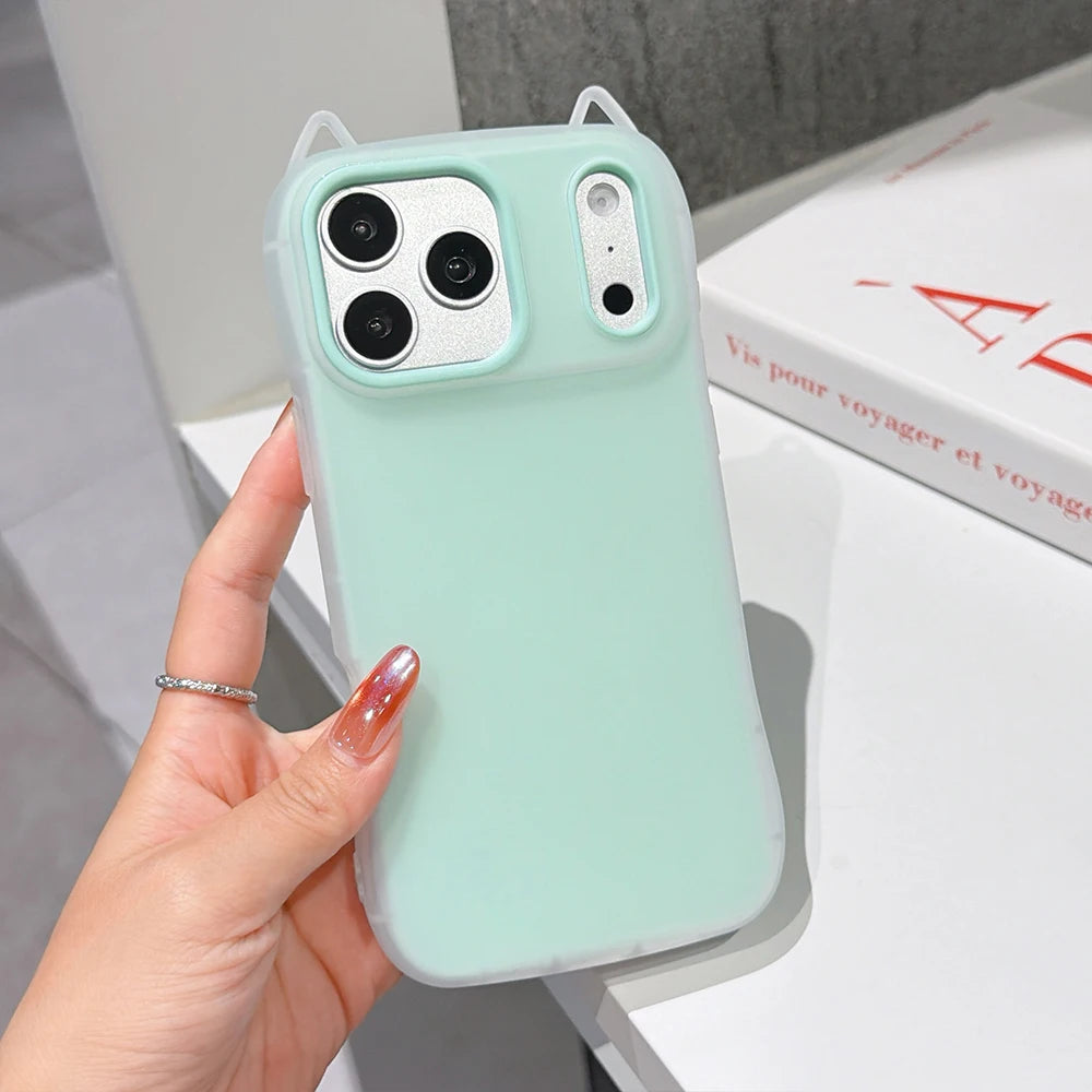2-in-1 Cat Ear Silicone iPhone Case | Shockproof Cover
