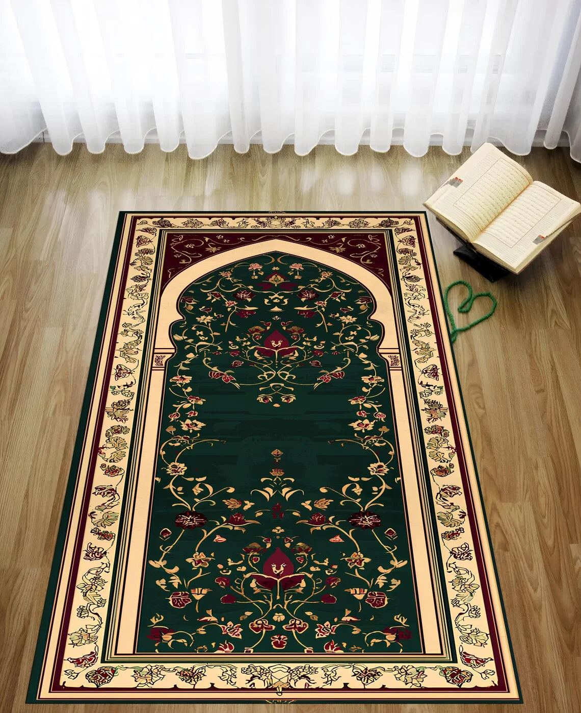 Islamic Prayer Mat | Persian Floral Non-Slip Sajadah Rug