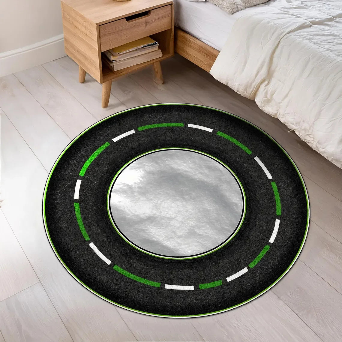 Round Racing Theme Play Rug – Kids Interactive Floor Mat