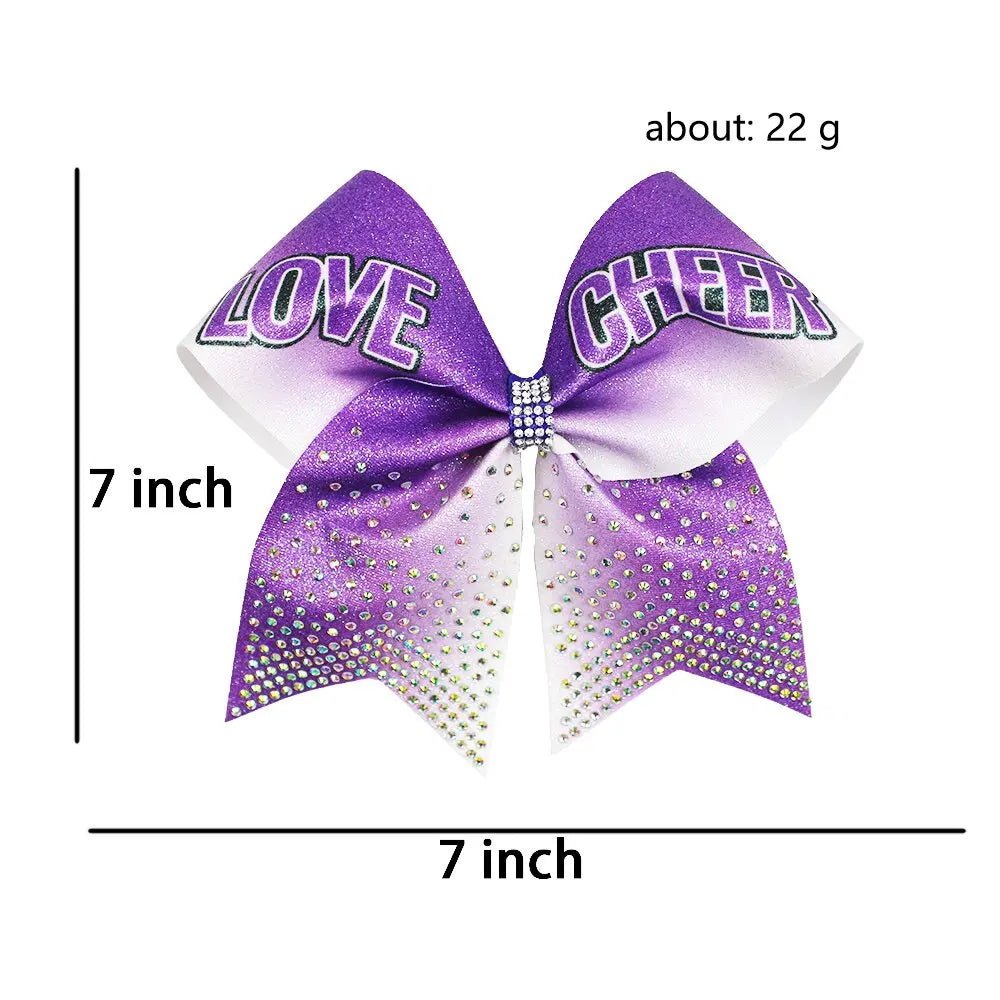 50-Pack 7" Glitter Cheer Bows with Rhinestone Strips | Bulk