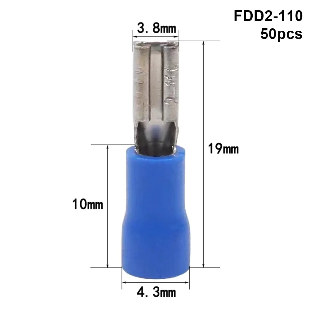 50-Pack Insulated Crimp Spade Terminal Connectors 2.8/4.8/6.3mm