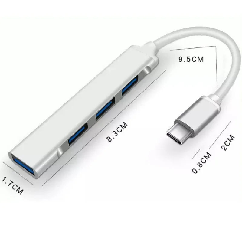 OULLX USB-C 4-Port Hub – Aluminum Ultra-Thin Splitter