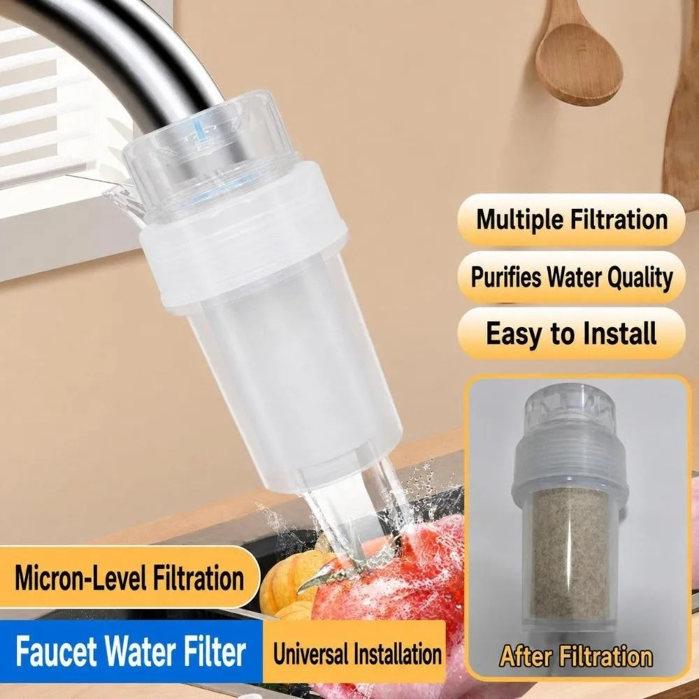 Faucet Water Filter with 6 Replaceable PP Cotton Cartridges