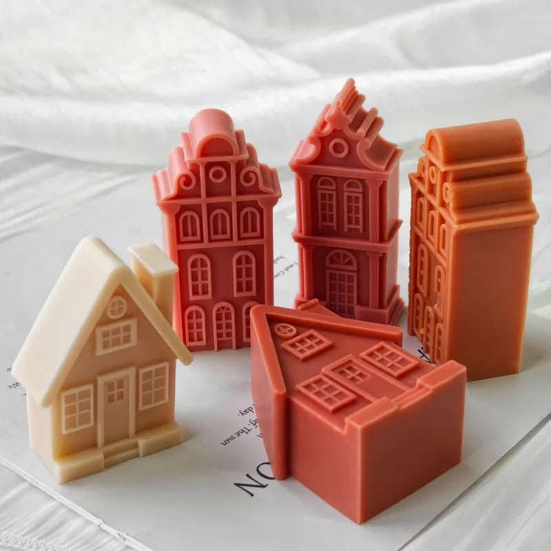 3D Villa House Silicone Mold – DIY Candle Soap Resin Craft