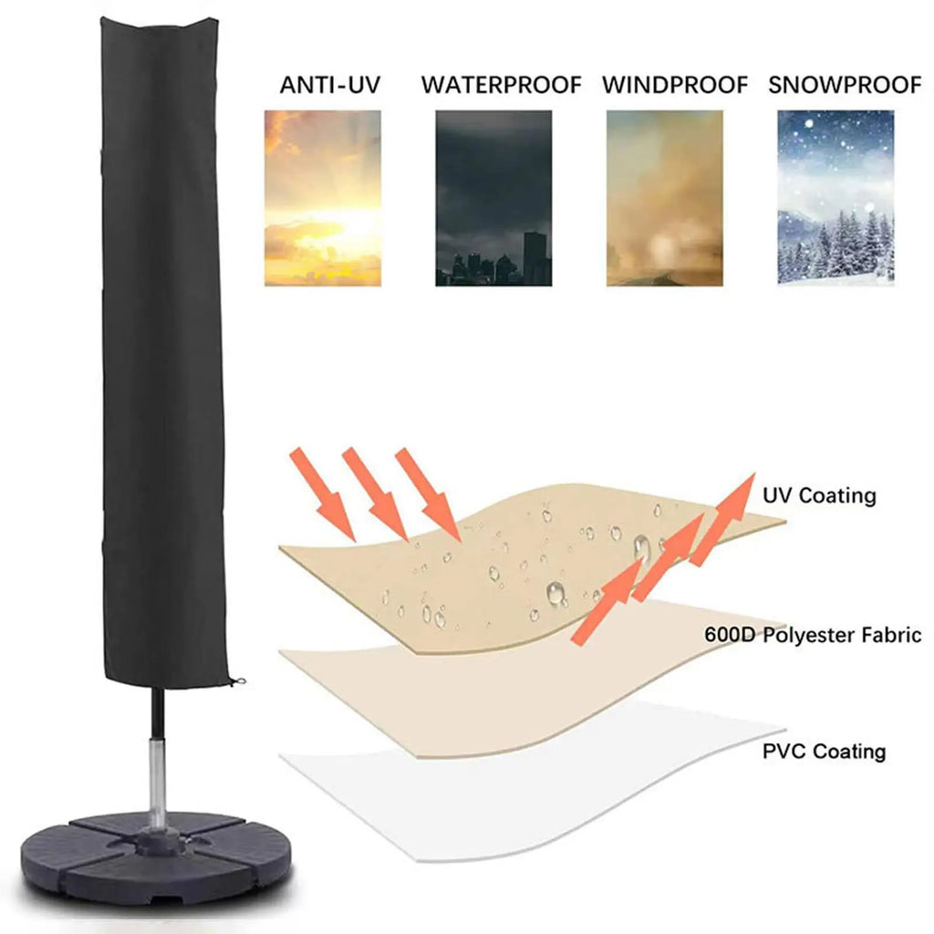 600D Oxford Patio Umbrella Cover – Waterproof & Windproof