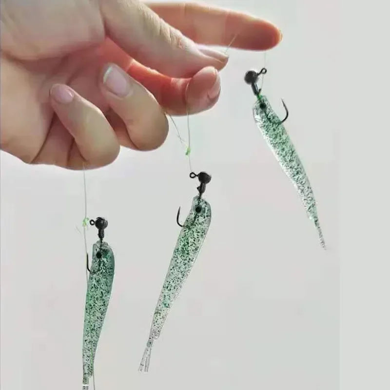 5-Pack Soft Cluster Fishing Lure – 3D Eyes Wobbler Bait Set