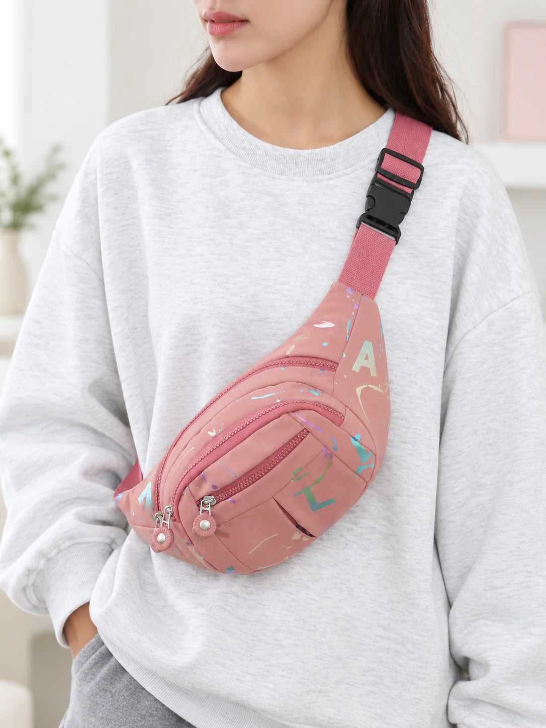 Women's Graffiti Print Multi-Pocket Crossbody Fanny Pack