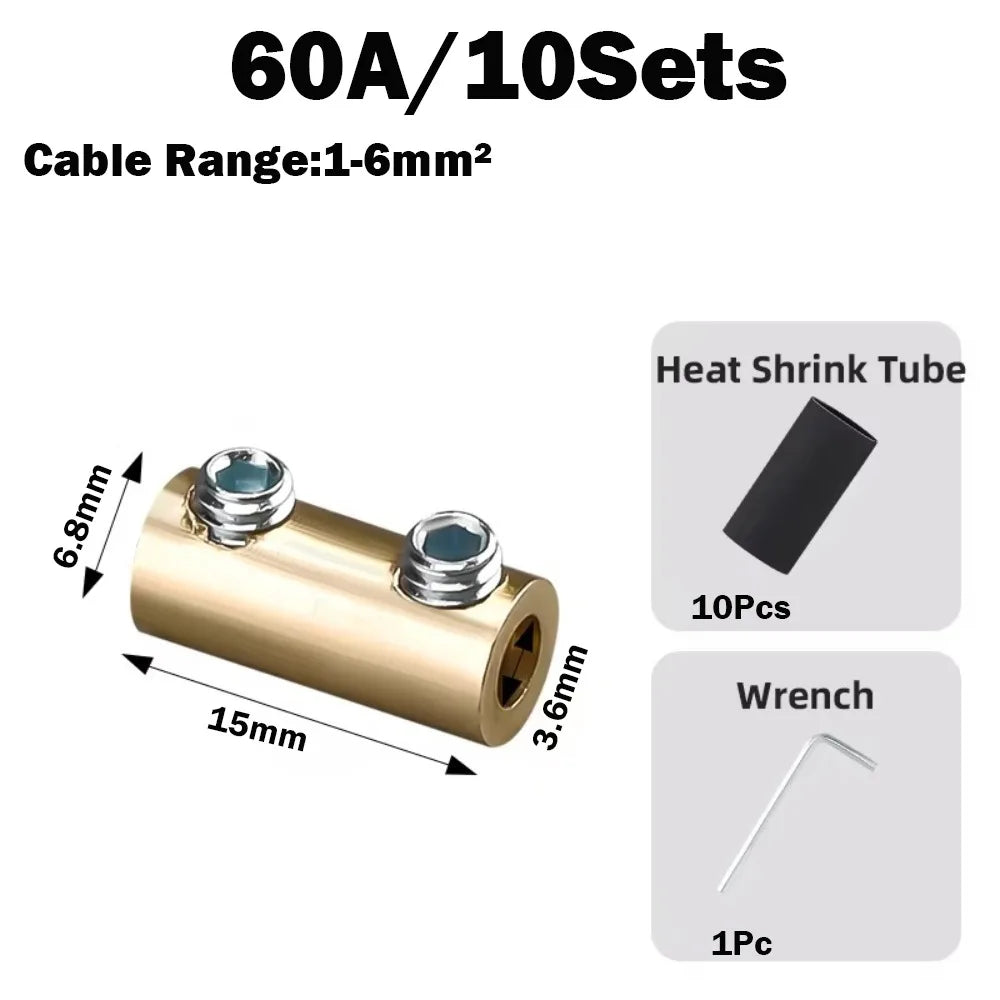 Brass Waterproof Terminal Block Set with Heat Shrink Tubing