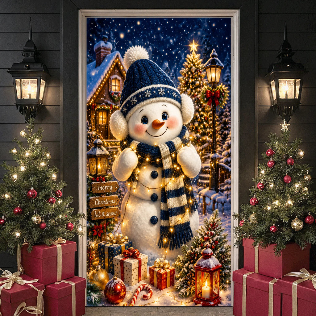 Winter Snowman Christmas Backdrop Banner 180x90cm Holiday