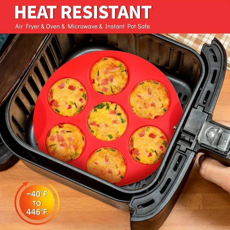 7-Hole Silicone Cake Mold – Non-Stick Air Fryer Baking Pan