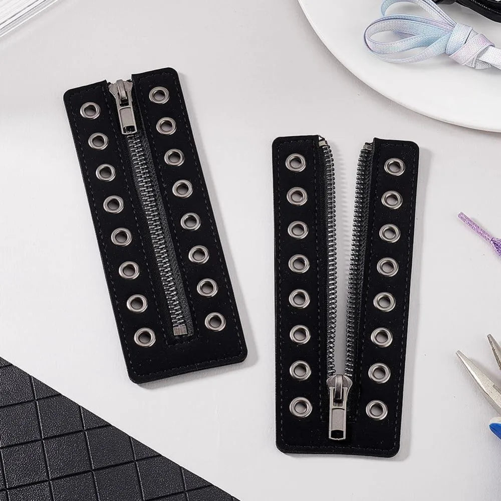 Leather No-Tie Zipper Shoe Laces – 8 Eyelet Lace-In Inserts