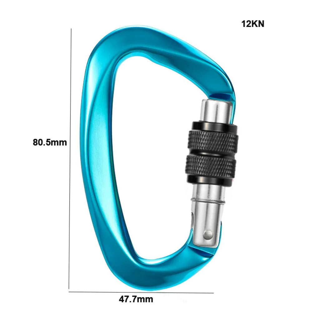 Aluminum D-Shape Safety Carabiner 4KN/12KN/25KN Climbing Lock