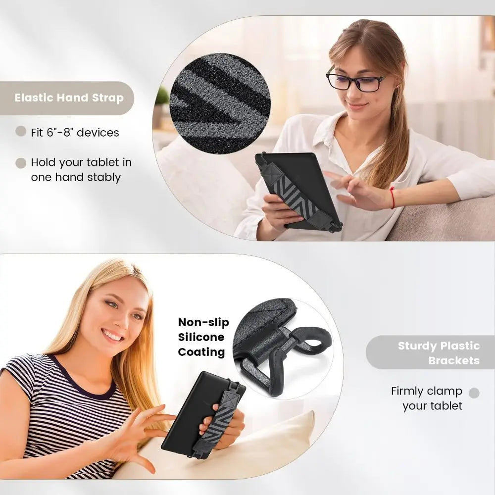 PU Leather eReader Hand Strap Grip for Kindle Kobo 6–8" Tablets