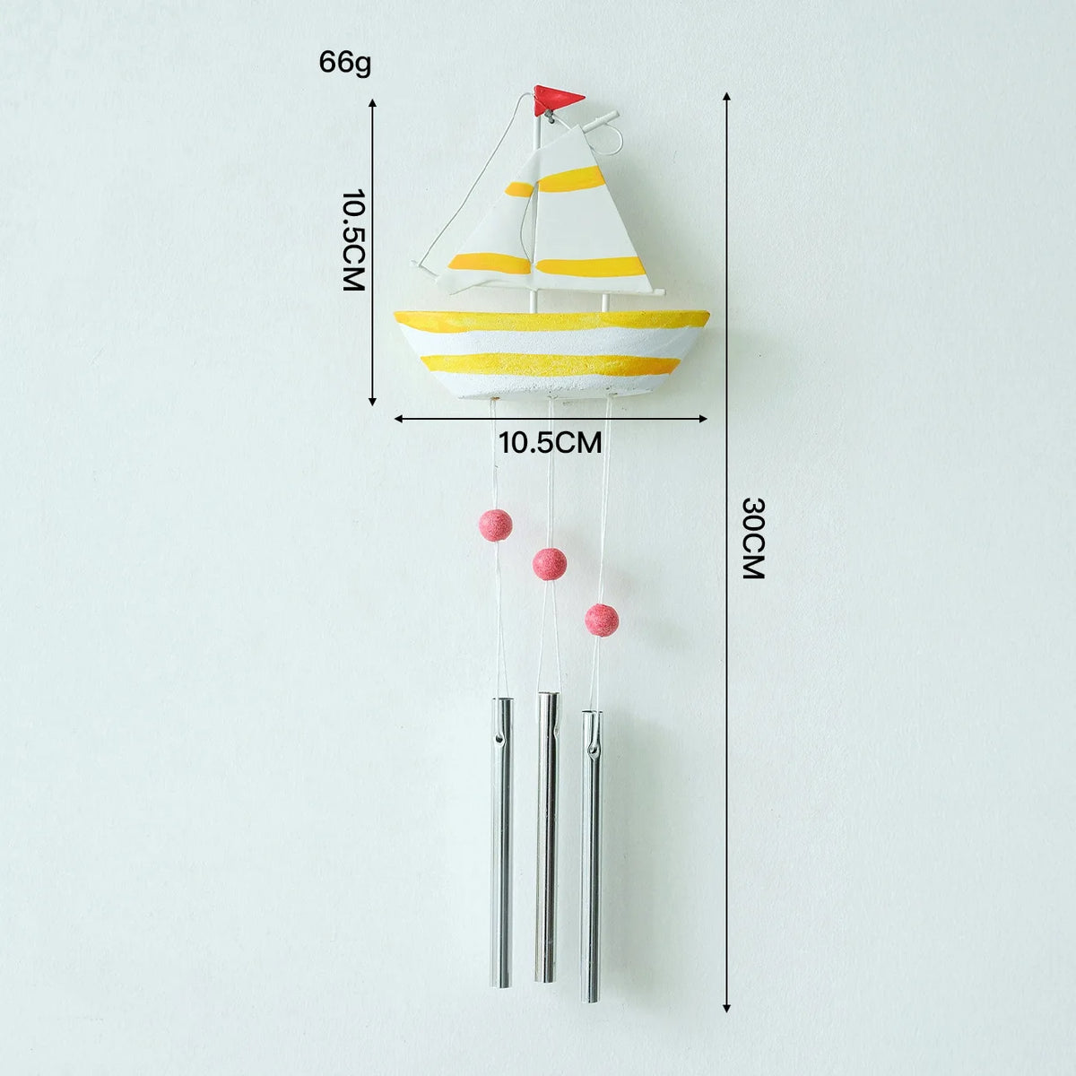Mediterranean Sailboat Wind Chime – Metal & Wood Hanging Decor